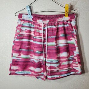 CSG Mens Large Swim Trunks Multicolor With Elastic Waistband & Drawstring